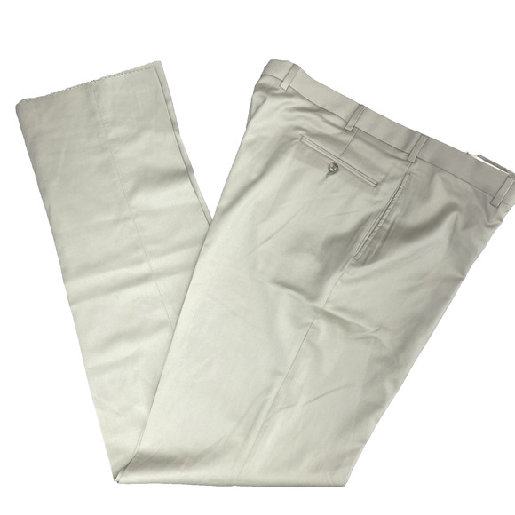Joseph Abboud 40 x 38 Beige Dress Pants 100% Wool Flat Front No Hem Lined FLAW - Picture 1 of 7